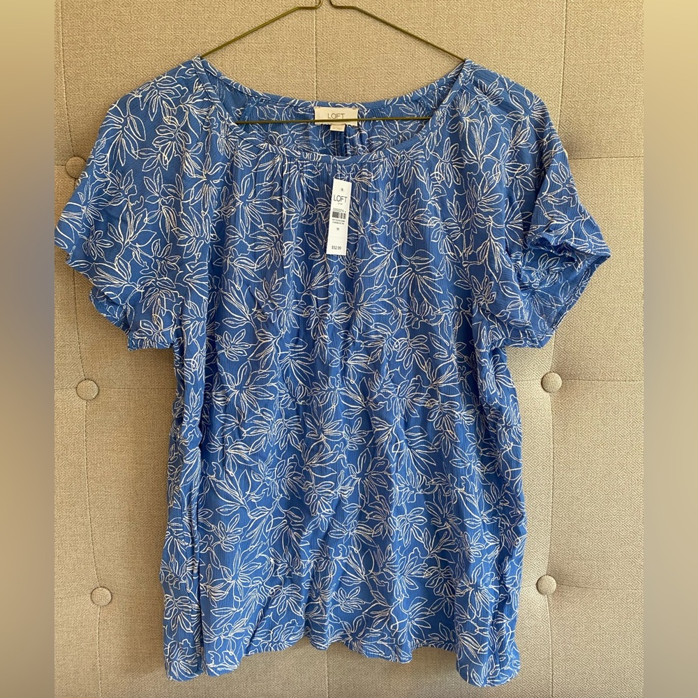 NEW WITH TAGS:  Blue short-sleeve top from LOFT Outlet